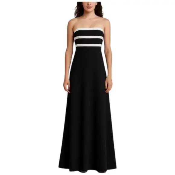 Ann Taylor Formal Gown Dress Black Ivory Cream Strapless Women's Size 14 - Picture 8 of 8